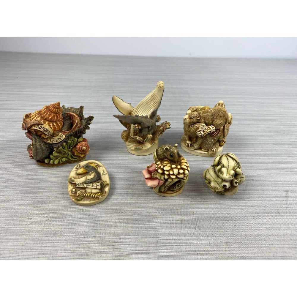 Harmony Kingdom Treasure Jests Lot Of 5 + Pin ~ Whale Beavers‎ Frogs Shells